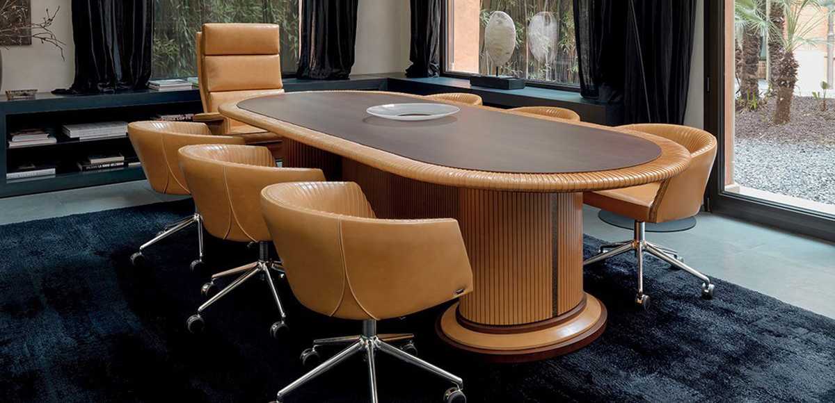 Ellisse Golden Brick leather executive office desk by