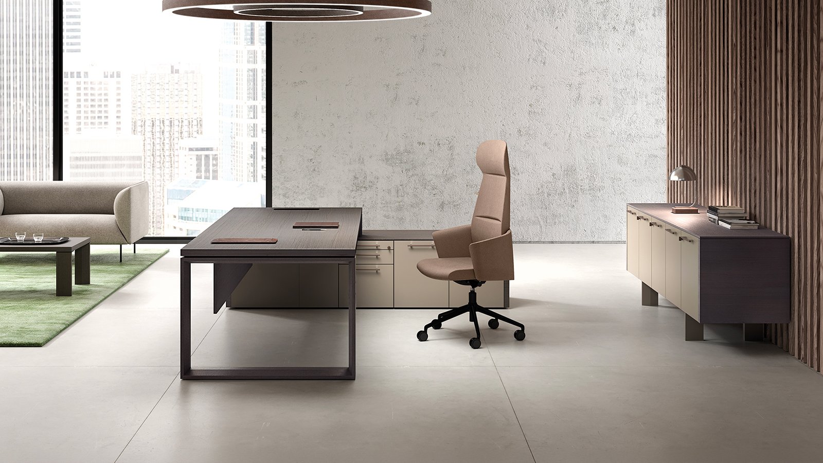 Arche boardroom table by Bralco set for a full board meeting