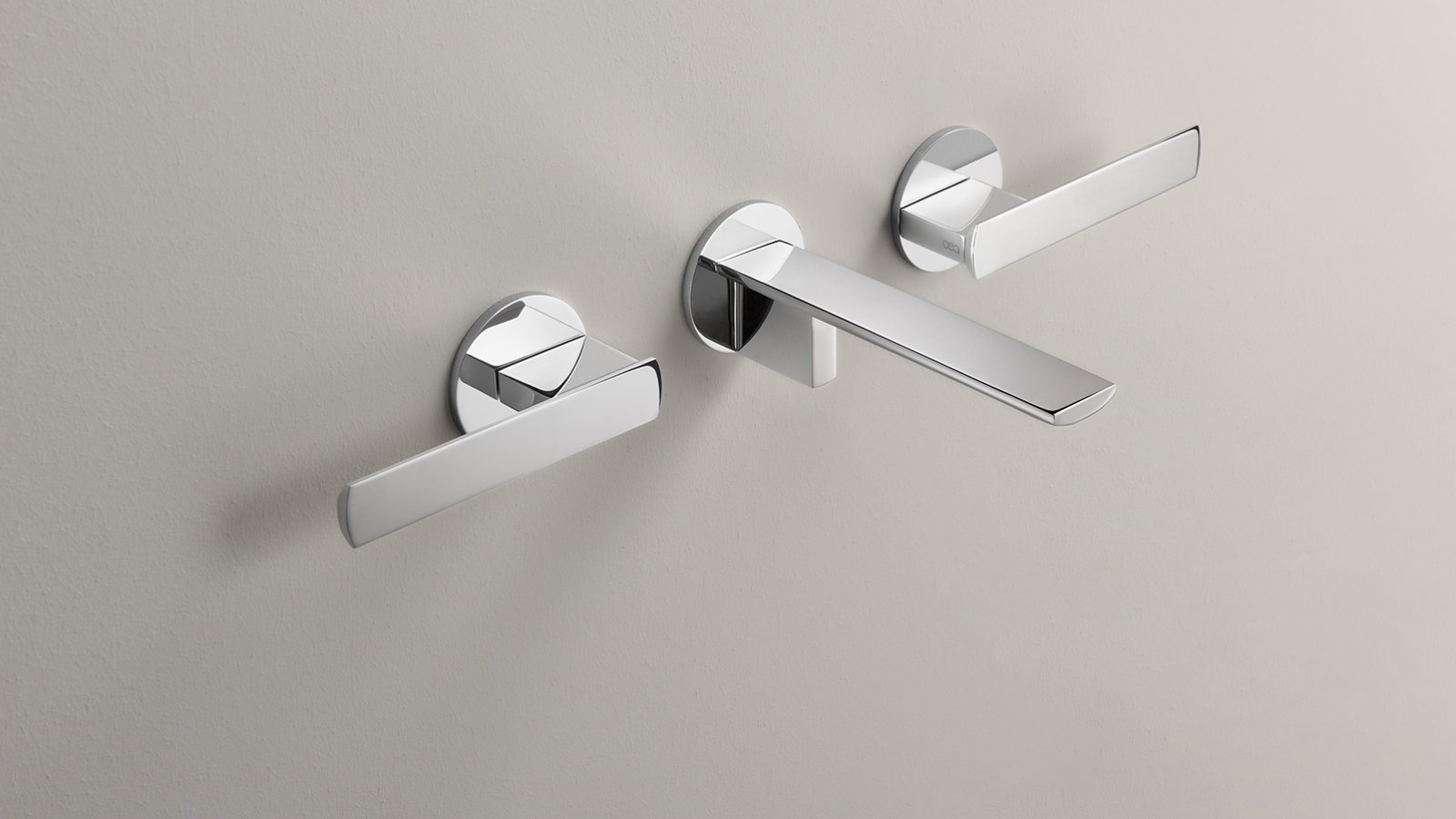 Ayla by Cea Design wall-mounted dual handle faucet in polished stainless steel