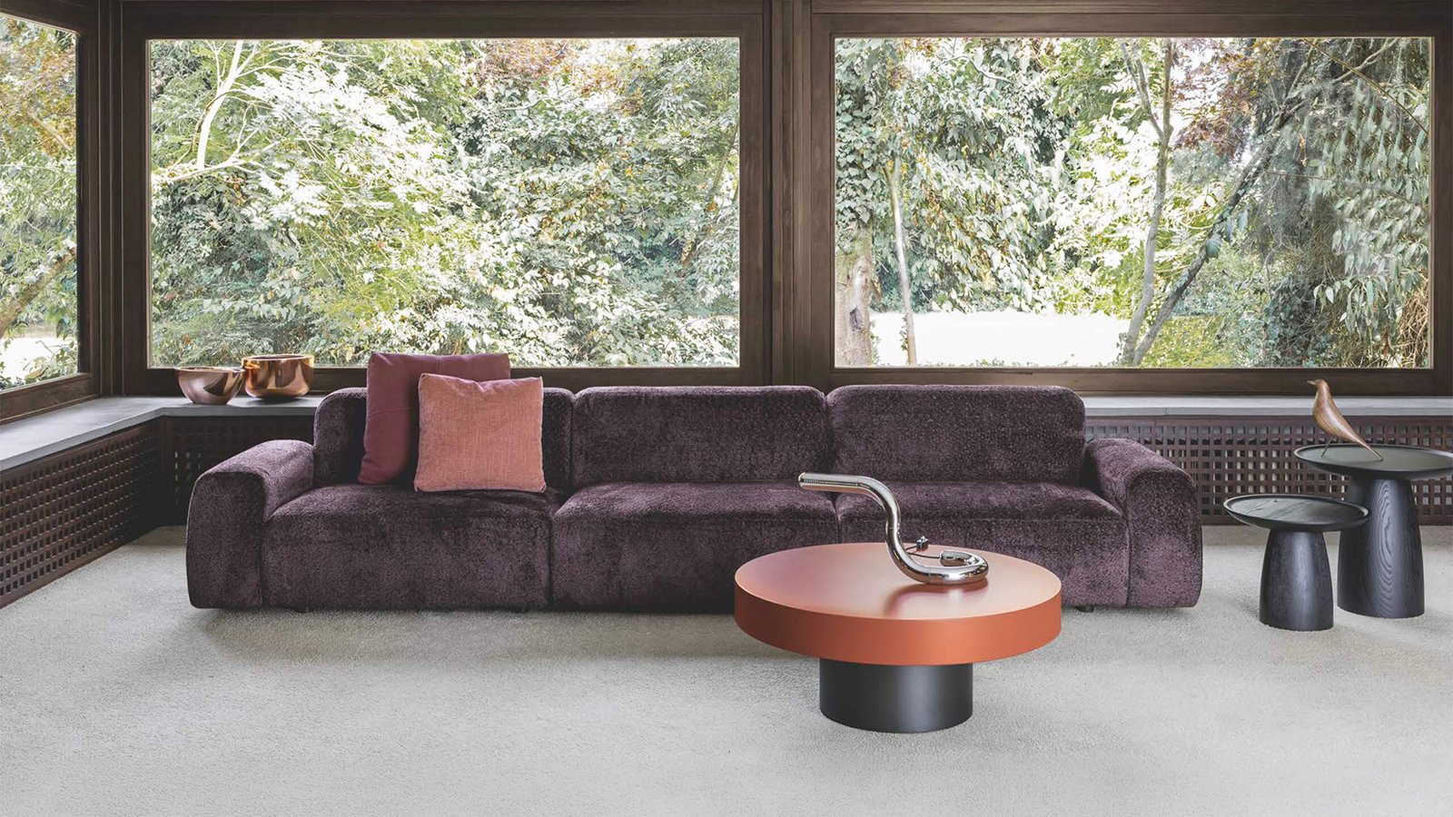 Flexteam Cloud sectional, 147.6 inches long, in a light-colored fabric