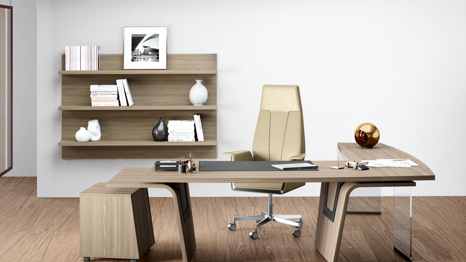 Larus executive desk by Della Rovere in a US corner office