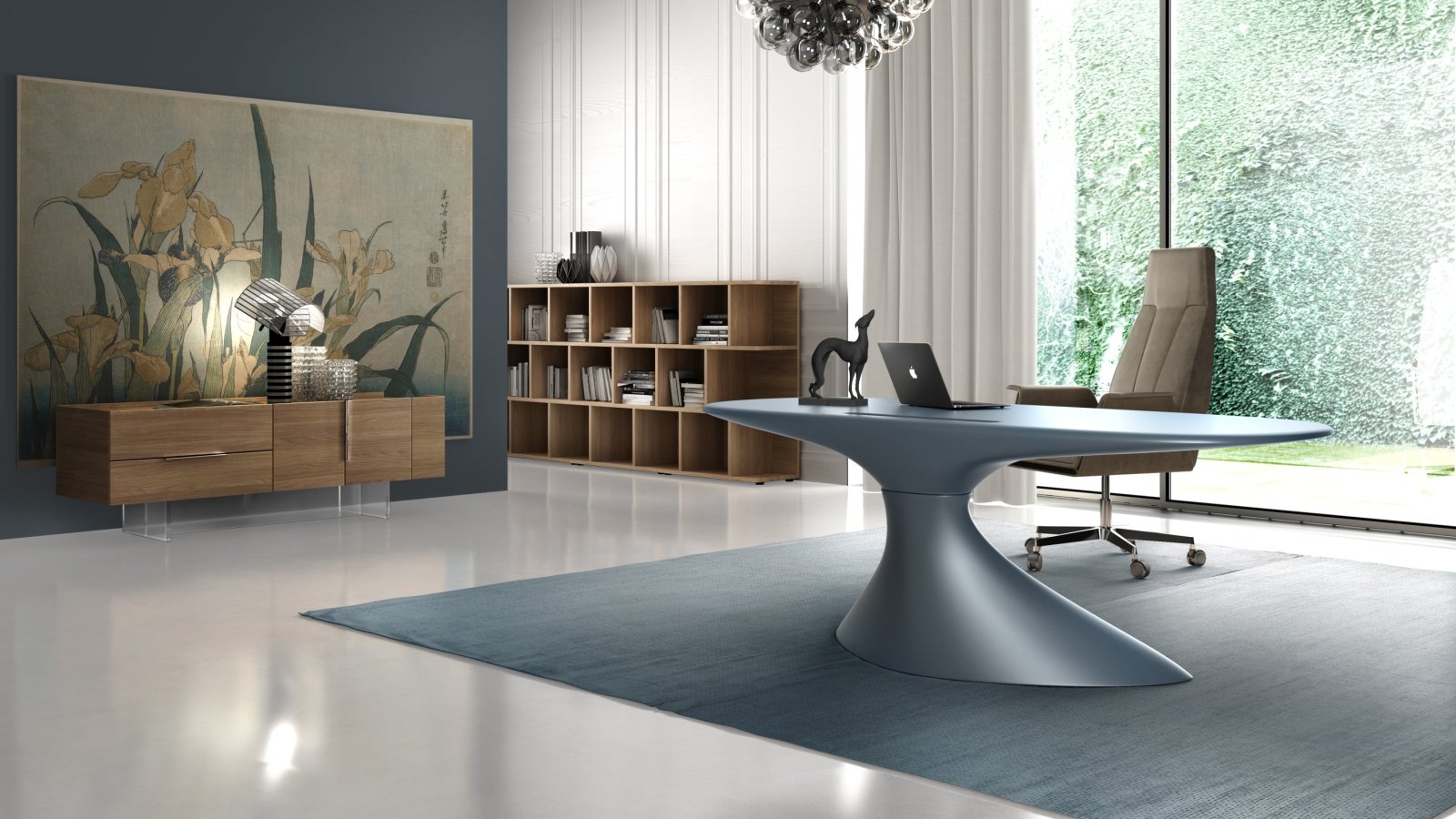 Stormy black lacquered finish