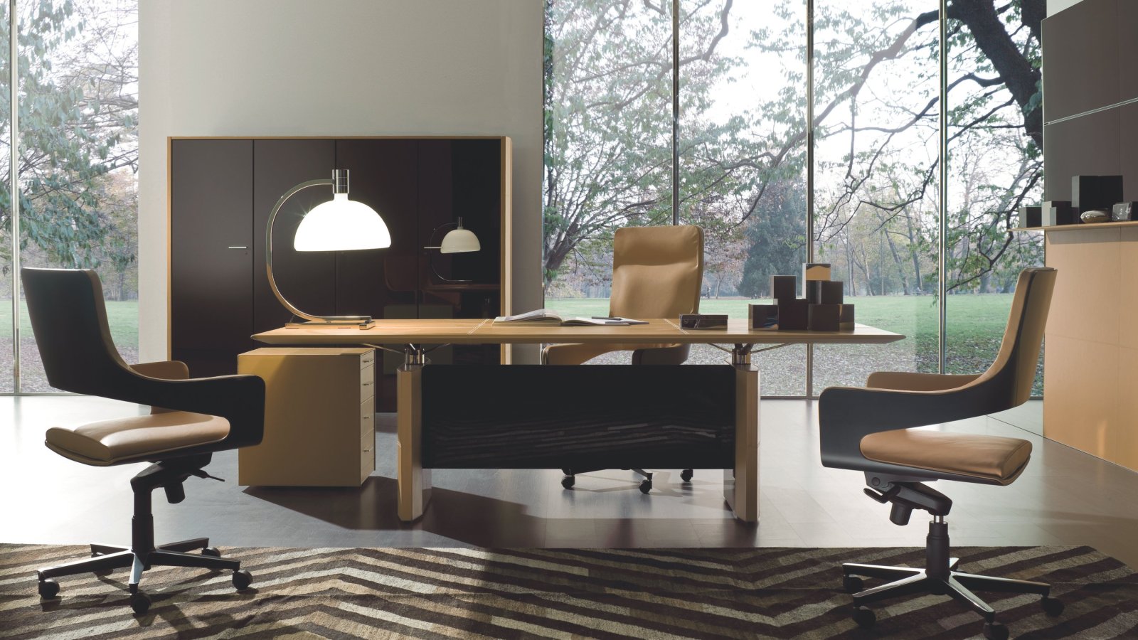De Symetria executive desk with painted glass top