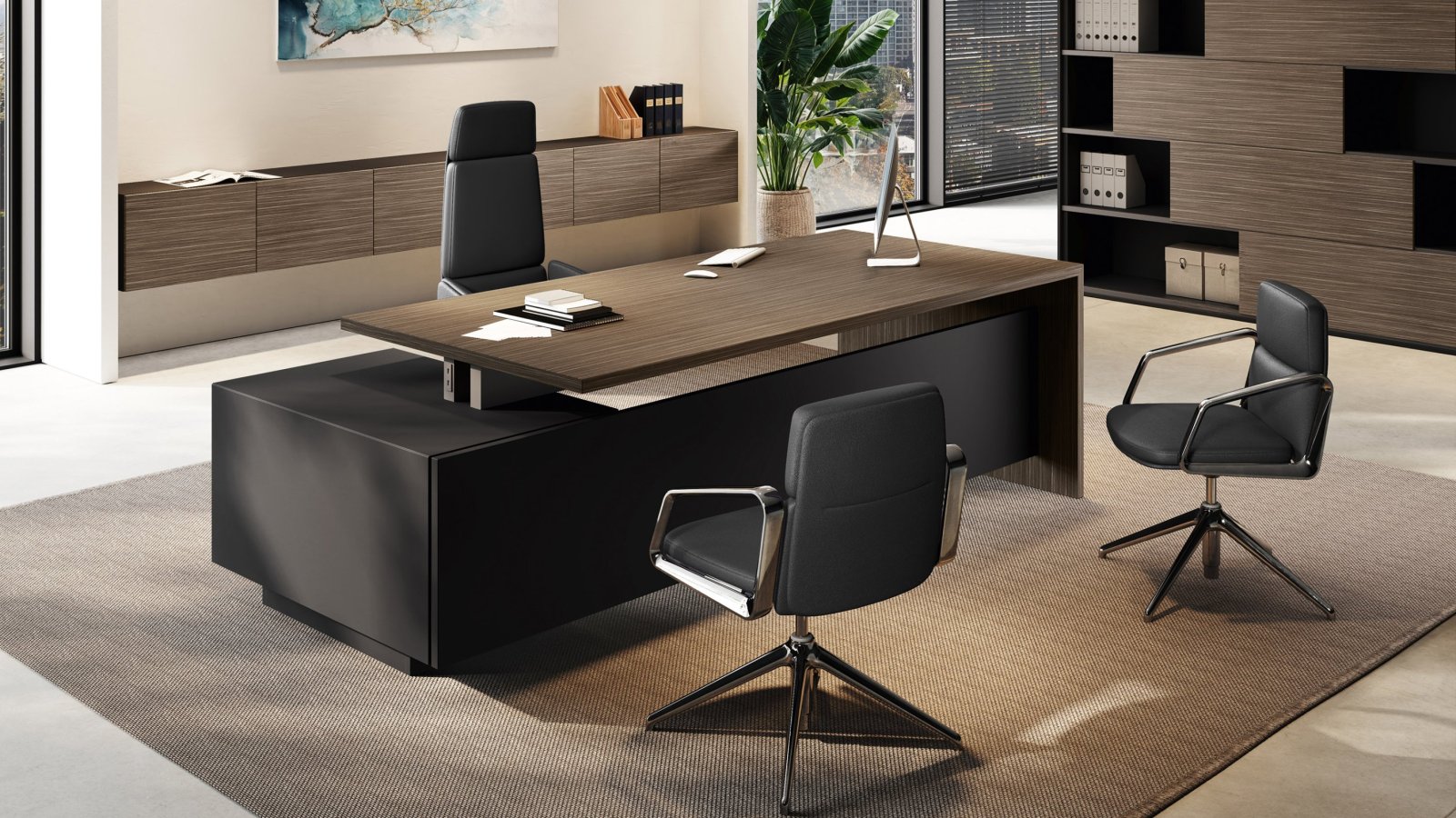 Elite executive floor by Las Mobili and Progetto CMR — desk, boardroom and storage in one language