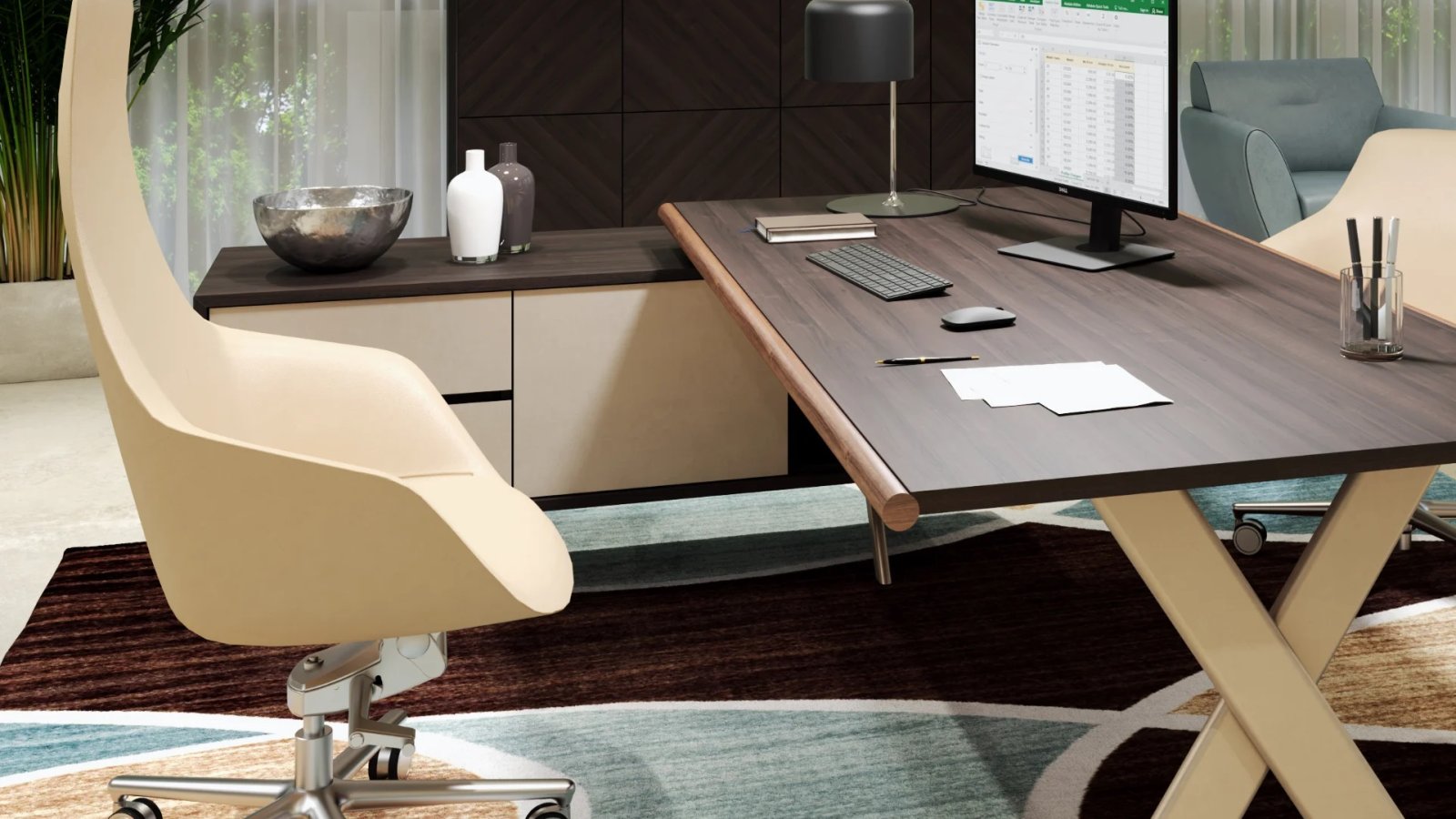 Executive desk Sant'Andrea by Estel with Copper metal legs
