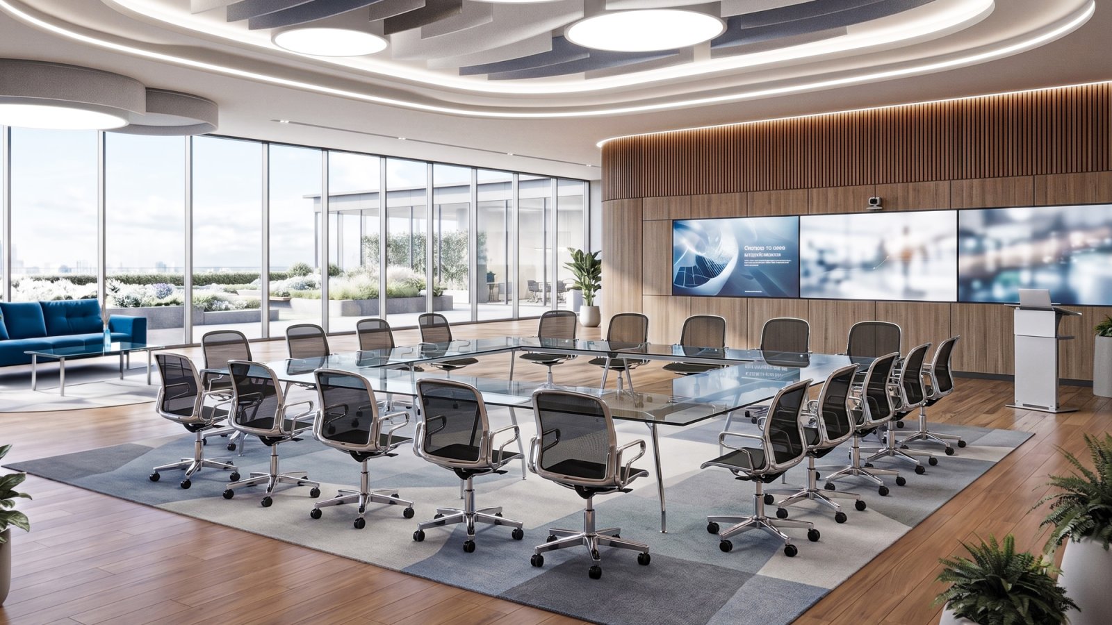 UniTable conference table by ICF with a veneer top on a polished aluminium base