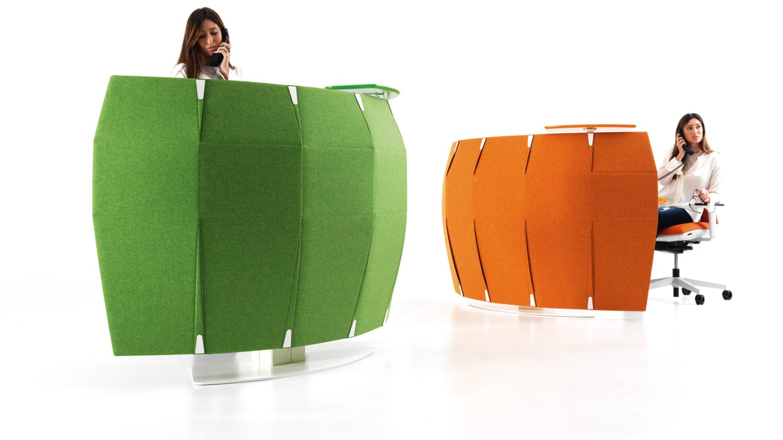 Funny Sat height-adjustable reception counter by IVM in orange