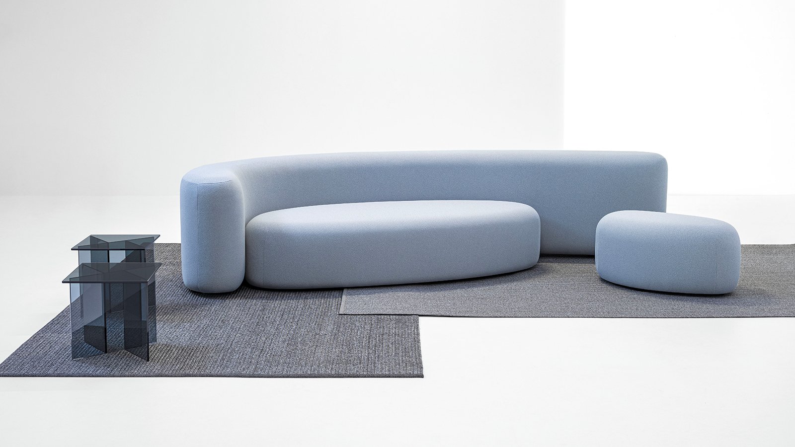 Front elevation of the LaCividina Lisse sofa, upholstered in stretch fabric