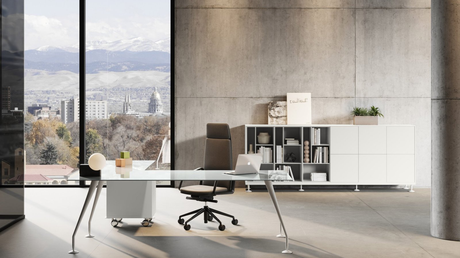 Énosi designer desk by Nikolas Chachamis in a design-led executive office