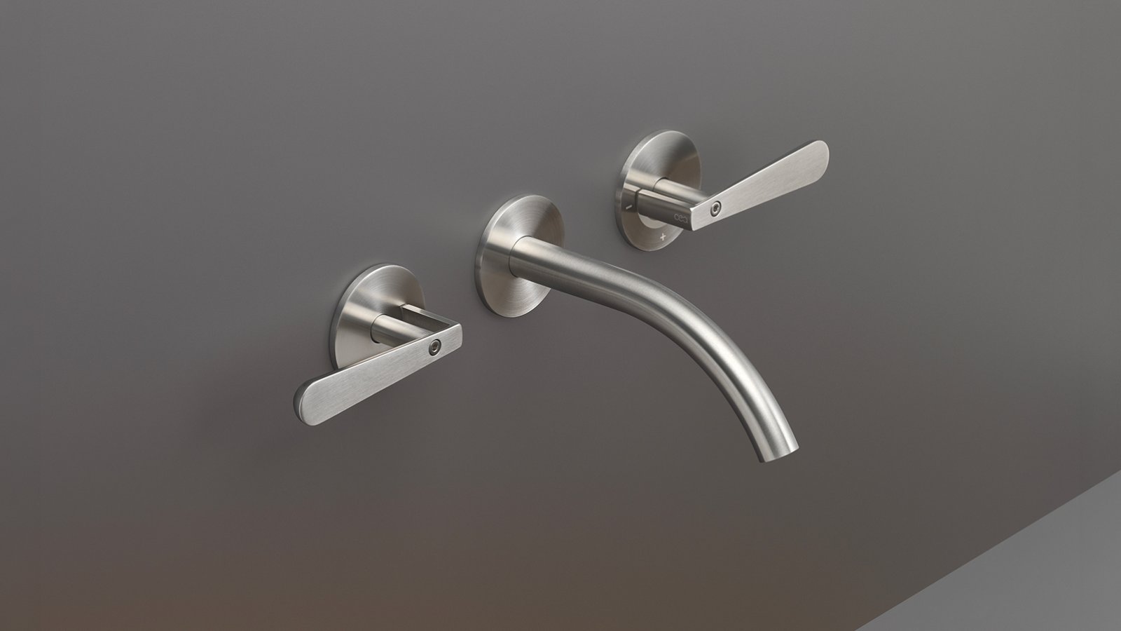 Lutezia by Cea Design wall-mounted dual handle faucet in polished Black Diamond