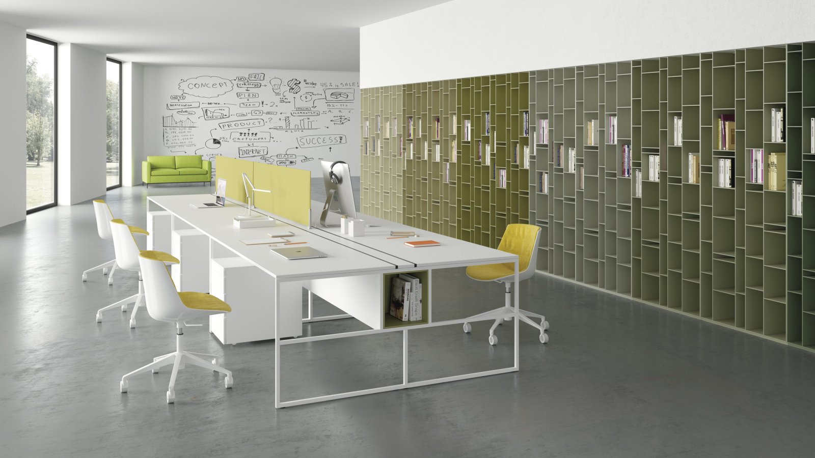 Office workstations 20.Venti by MDF Italia with 20 by 20 mm steel frame