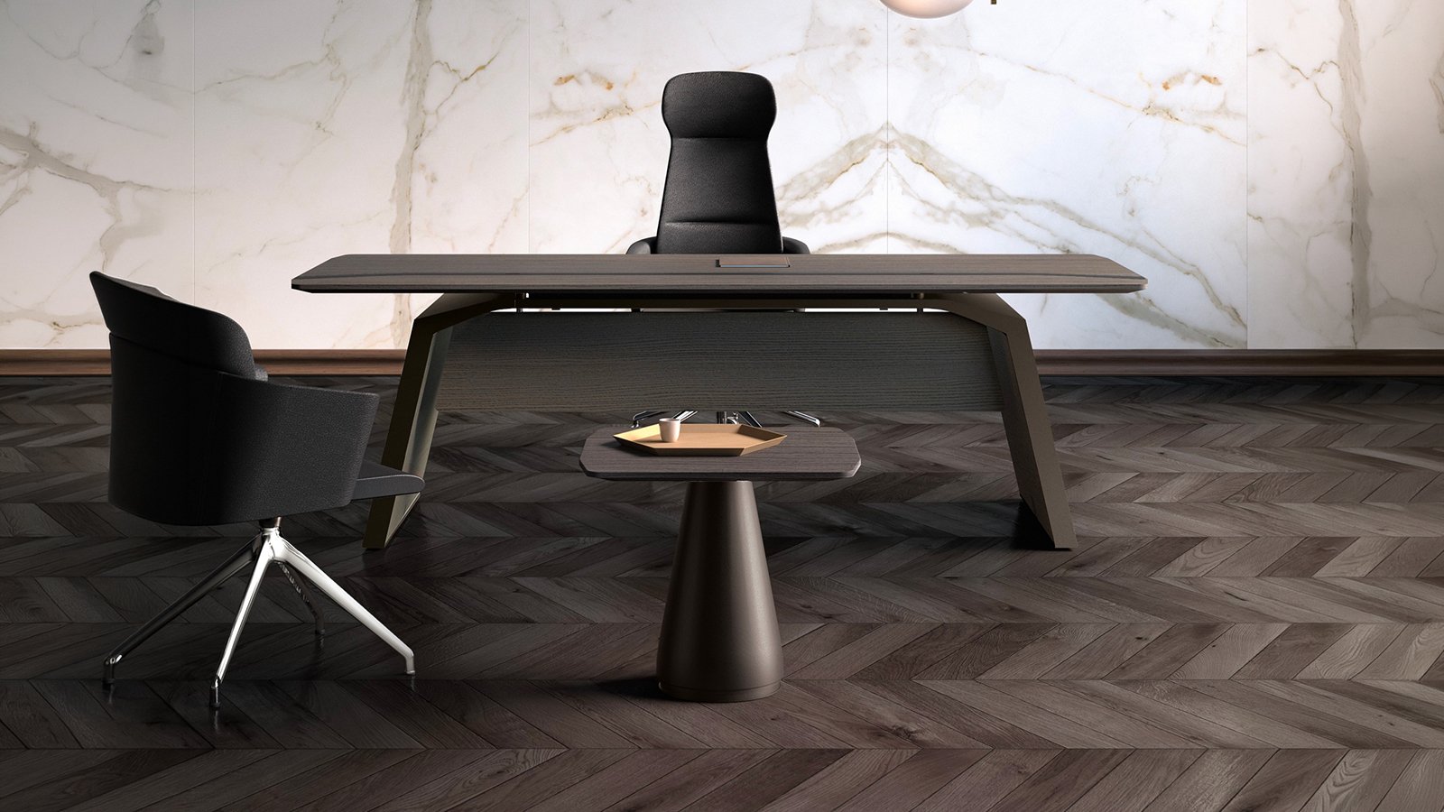 Metar executive desk by Bralco in Carbon oak