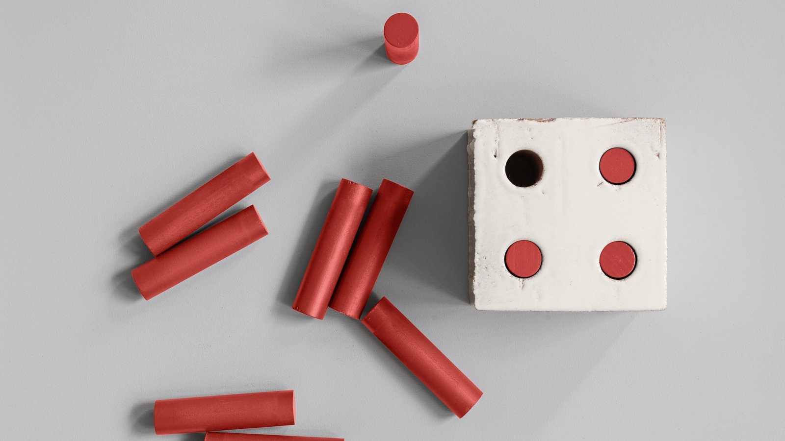Bloc terracotta screen wall by Mutina with four holes per block
