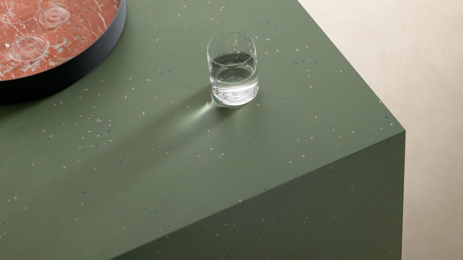 Terrazzo look Primavera porcelain tile by Mutina with real ceramic chips