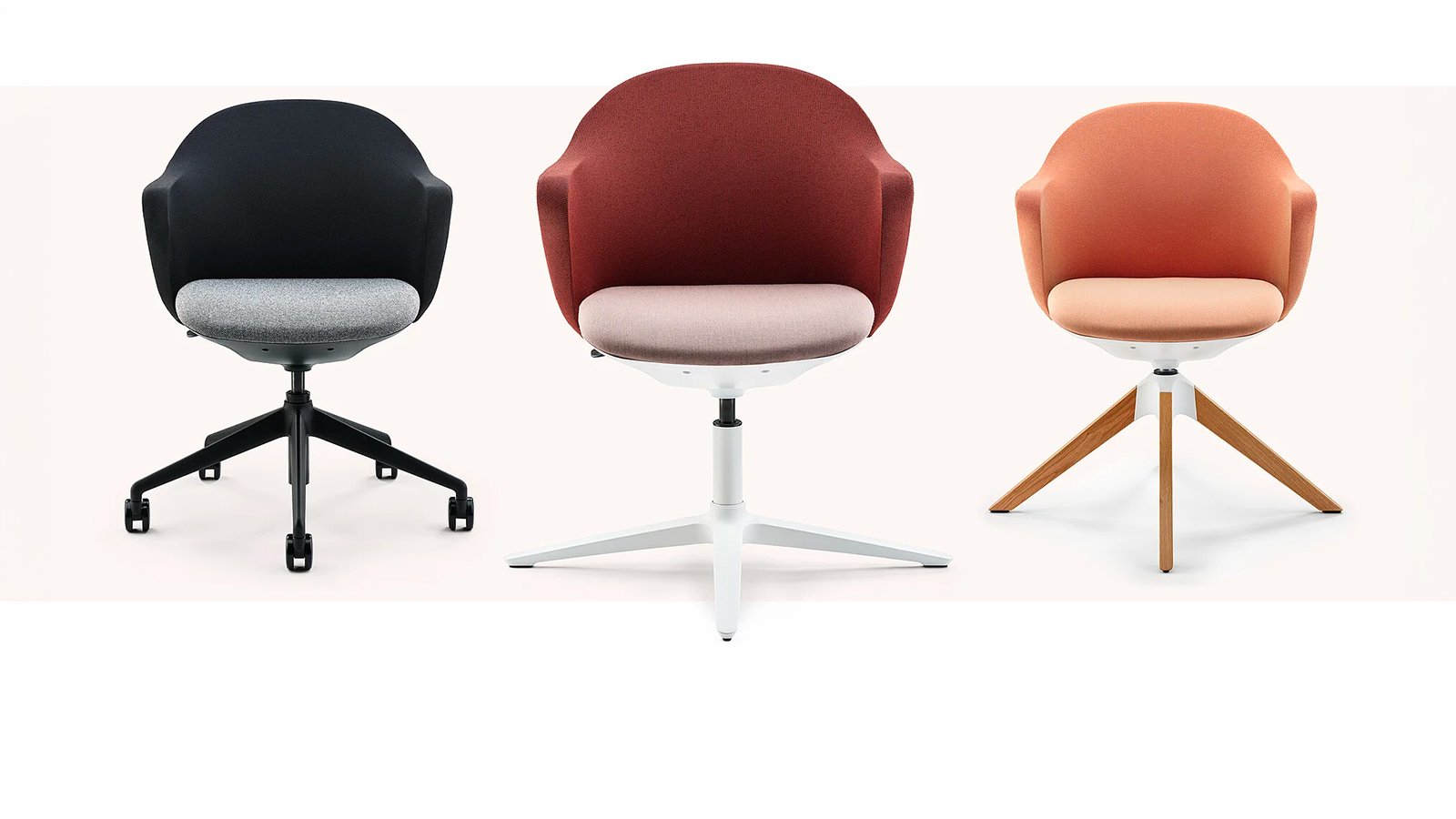 se:flair swivel chair by Sedus with wine red membrane back on a black five-star base with casters