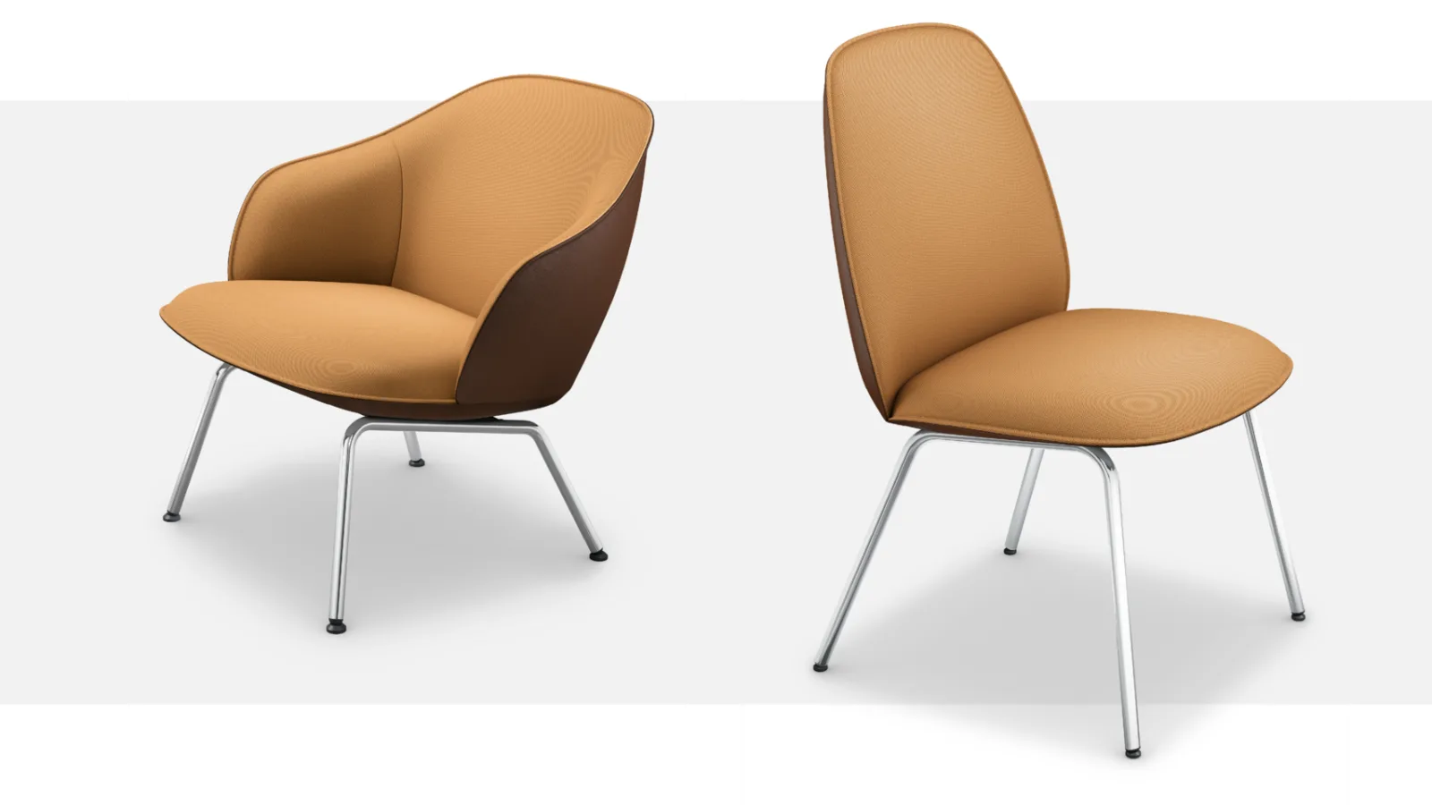 Guest chairs from the se:café family by Sedus around a café table in a corporate lobby