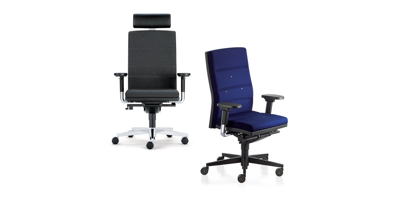 mr.24 task chair by Sedus in blue fabric with high back and adjustable armrests