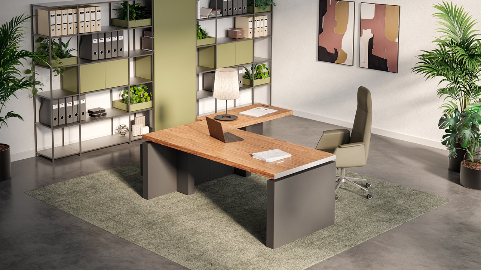 X12 executive desk by Quadrifoglio with American walnut top