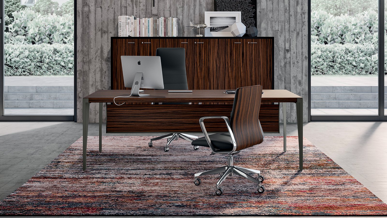 X9 executive desk by Quadrifoglio with return and service box