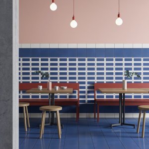 Glazed porcelain Double Blue tile from Mattonelle Margherita by Mutina