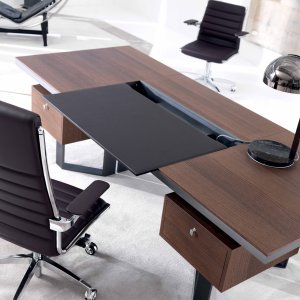 Elliptical Lloyd boardroom table spanning 620 cm on ten aluminum loop frames