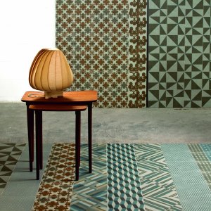 Executive washroom with Azulej patchwork tiles