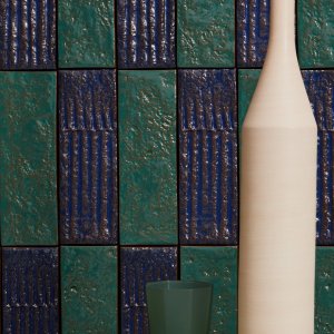 Chamotte glazed brick wall by Mutina in glossy colors
