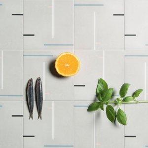Futura 6x6 inch tiles laid with a 1/8 inch joint