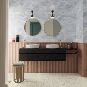 Guest bathroom wall in Paper41 designer ceramics