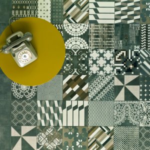 Detail of the Azulej Trevo pattern tile by Mutina