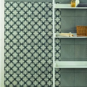 Detail of the Azulej Prata pattern tile by Mutina