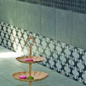 Detail of the Azulej Estrela pattern tile by Mutina