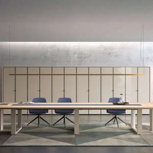 US corner office with Arche desk and storage wall