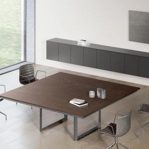 Modern office desk with modesty panel and cable tray