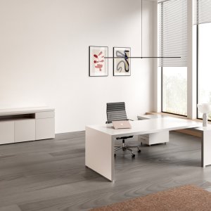 Fattore Alpha square conference table in Canaletto walnut