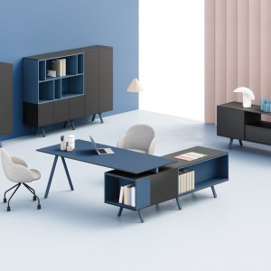 Archiutti Lay executive composition in Canaletto walnut with anthracite frame