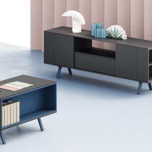 Oval steel leg of the Lay desk with ABS leveling foot