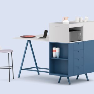 Side cabinet of the Lay executive desk with technical compartments