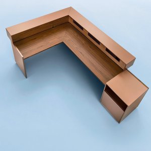 Archiutti Toki counter with overhanging raised unit and LED underlight