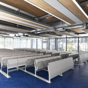 Power channel with sockets built into Omnia Evolution desks