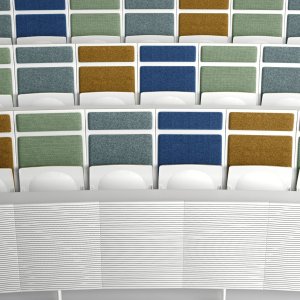 Aisle view of an auditorium fitted with Ares Line seating