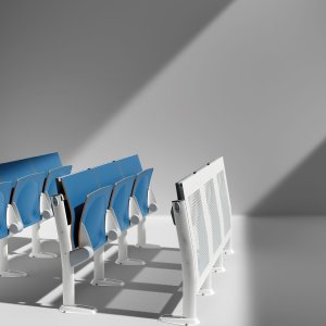 Upholstered Omnia Evolution seats in a corporate training hall