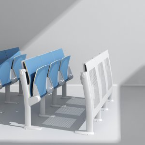 Seat and tablet detail of the Omnia Evolution system