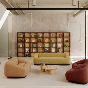 Aom armchair by Arper in a corporate waiting area