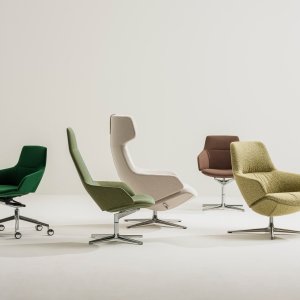 Aston Club lounge chair and footstool by Arper