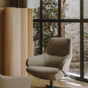 Side view of chair and footstool