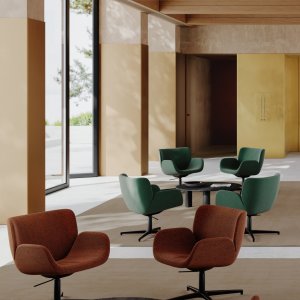 Meeting chair on a four-star base with glides