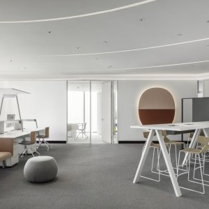 White matt structure of an Arper Nuur conference table