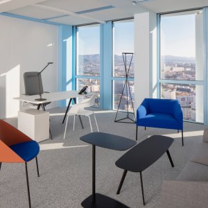 Saari ottoman by Arper as an extra seat