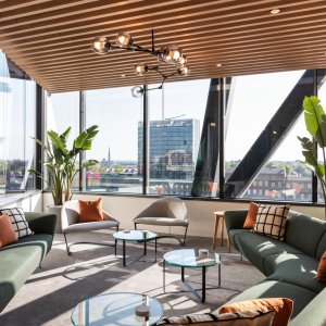 Coated-fabric Loop modules in a healthcare lobby